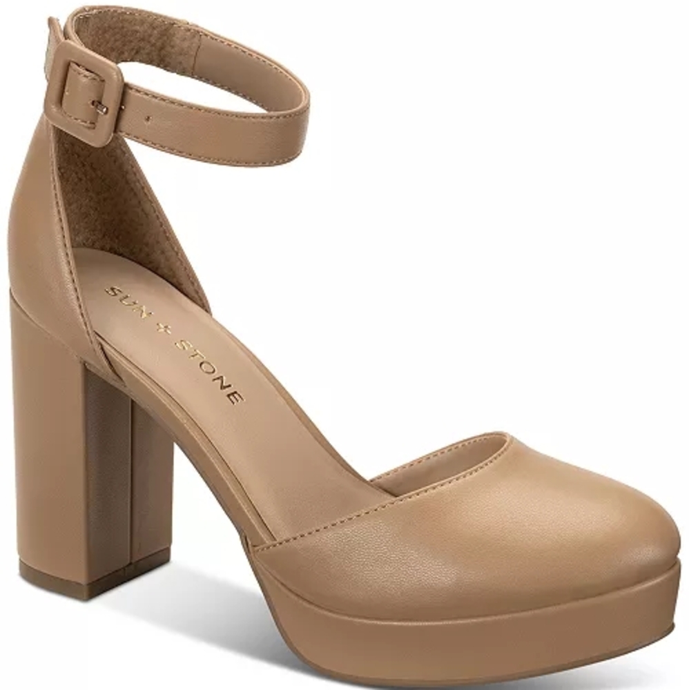 Sun + Stone Women's Tan Block Heel Shoes